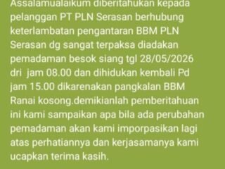 KLARIFIKASI PLN TERKAIT KETERLAMBATAN PASOKAN BBM DI SERASAN
