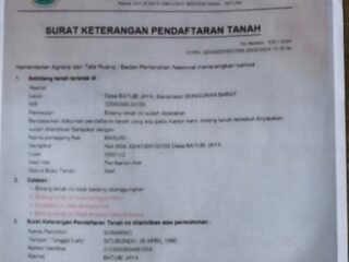 Kepala Desa SP 1 Batubi Umumkan Kehilangan Sertipikat Tanah Milik Warga